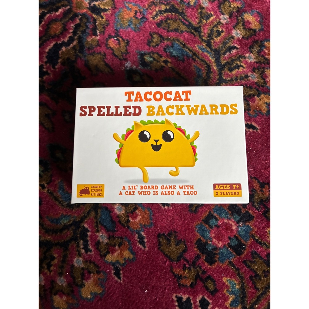 Tacocat Spelled Backwards Lil' Board Game with A Cat Who is Also a Taco COMPLETE